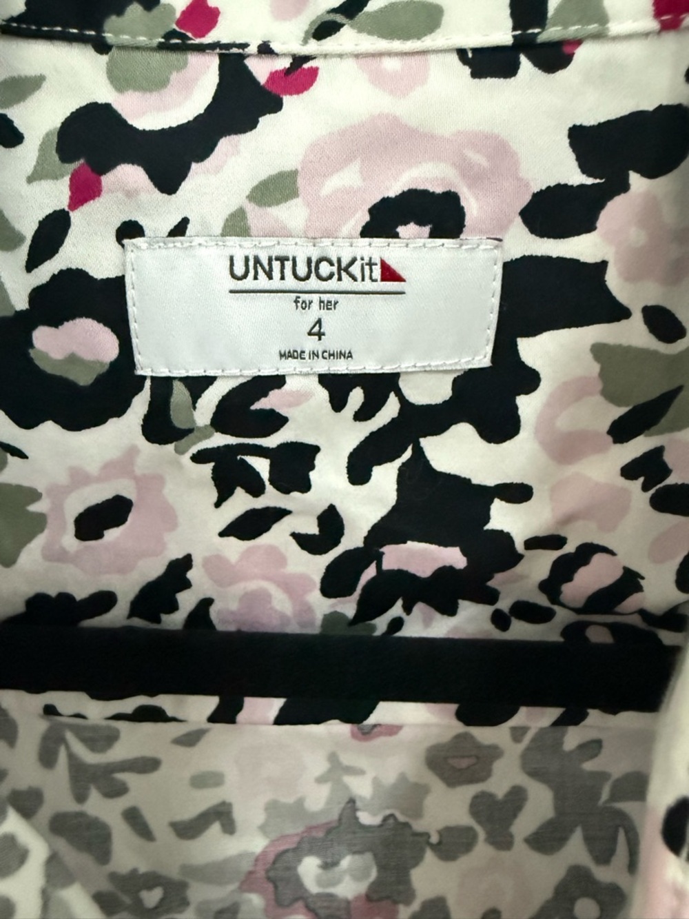 UNTUCKit Simone Tie Waist White Pink Green Floral Buttoned Stretch Shirt Dress 4 - Picture 8 of 9